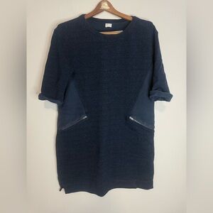 Poetry Navy Blue Short Sleeve Dress with Zipper Pockets size 8